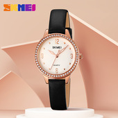 SKMEI时刻美新款 手表女士简约气质轻奢时尚 百搭休闲石英圆形女表