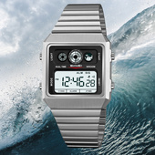 时刻美手表男士 商务风电子表学生腕表多功能防水夜光超薄方形运动