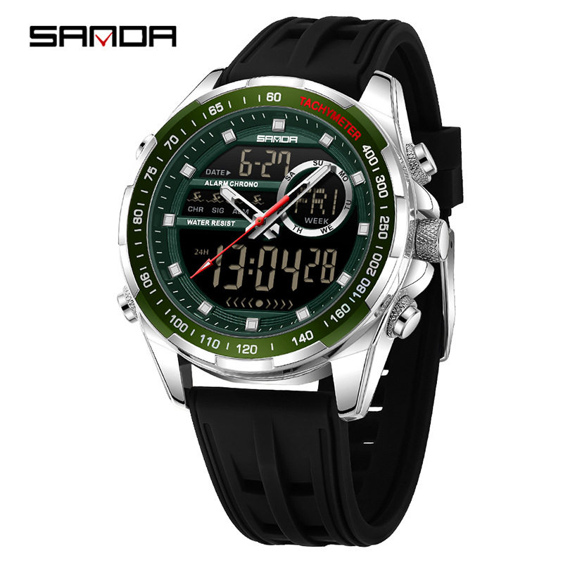 三达运动表大表盘双机芯户外登山