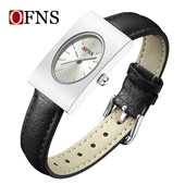 OFNS女士腕表复古轻奢小众手表时装 简约长方形学生皮带石英表超薄