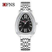 OFNS品牌生肖蛇头手表女款 轻奢镶钻防水皮带中古风罗马气质女士表