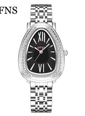 OFNS品牌生肖蛇头手表女款轻奢镶钻防水皮带中古风罗马气质女士表