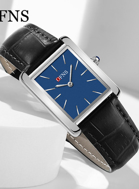 Ofns品牌经典小方盘手表防水大表盘无秒针石英表女士通勤皮带腕表