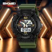 SKMEI时刻美时尚 户外多功能三时间双显男士 大表盘电子运动手表