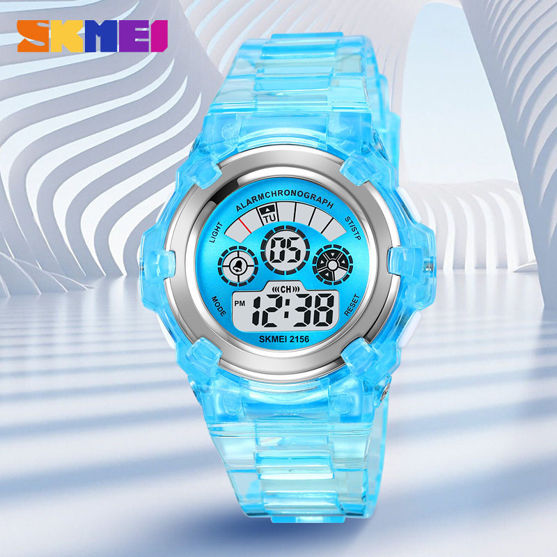 时刻美儿童手表闹钟防水学生电子表运动多功能果冻色男童女童腕表