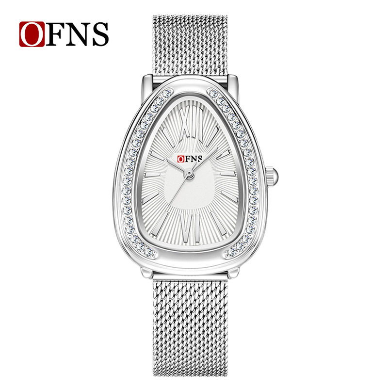 欧范尼新品手链蛇头手表高档防水镶钻创意罗马刻度中古风女士腕表