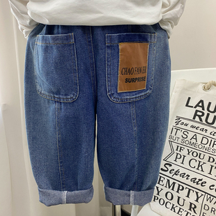 2025新款 春秋款 男孩春装 老爹裤 儿童裤 宽松痞帅风春季 子男童牛仔裤