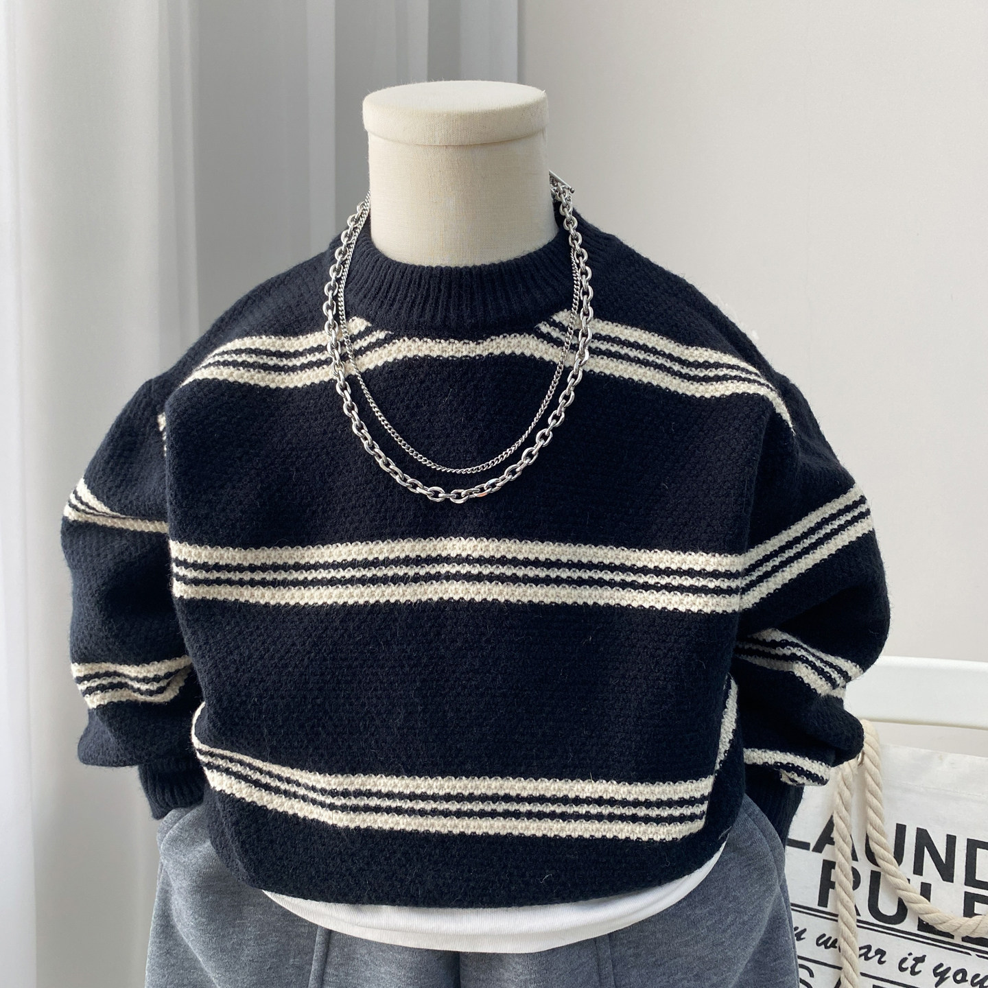 男童毛衣2025新款秋冬小男孩打底衫黑色针织上衣韩版圆领帅气洋气,童装/婴儿装/亲子装,毛衣/针织衫,淘宝优惠券,粉丝福利购,淘宝优惠卷