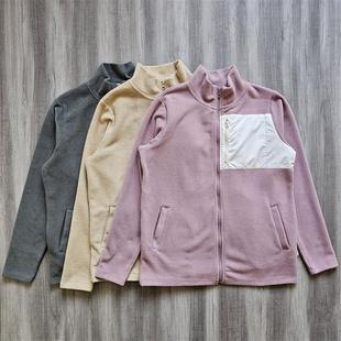 运动外贸休闲女款户外抓绒衣摇粒绒女秋冬季加绒保暖拉链外套上衣