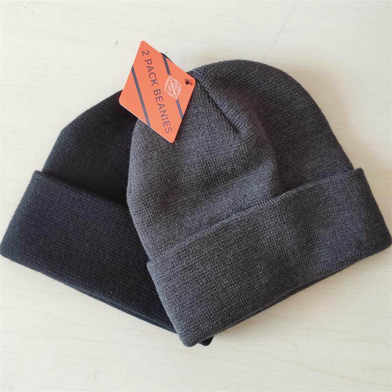 外贸秋冬黑灰两个29男女针织毛线帽超弹力保暖时尚包头帽瓜皮帽