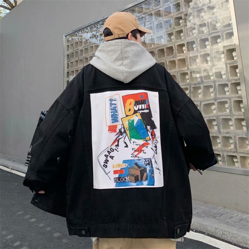 Denim loose jacket men's coat with closed sleeve