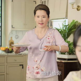 承欢记刘婉玉何赛飞同款中老年短袖t恤仿真丝半袖小衫妈妈夏上衣