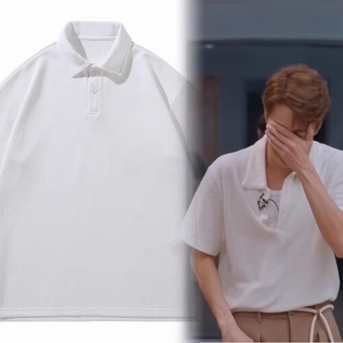 披荆斩棘的哥哥吴克群同款带领POLO衫男宽松日系开叉落肩翻领T恤