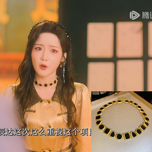 她的盛宴周念罗予甜同款金属风褶皱椭圆流苏项链轻奢感锁骨链项饰