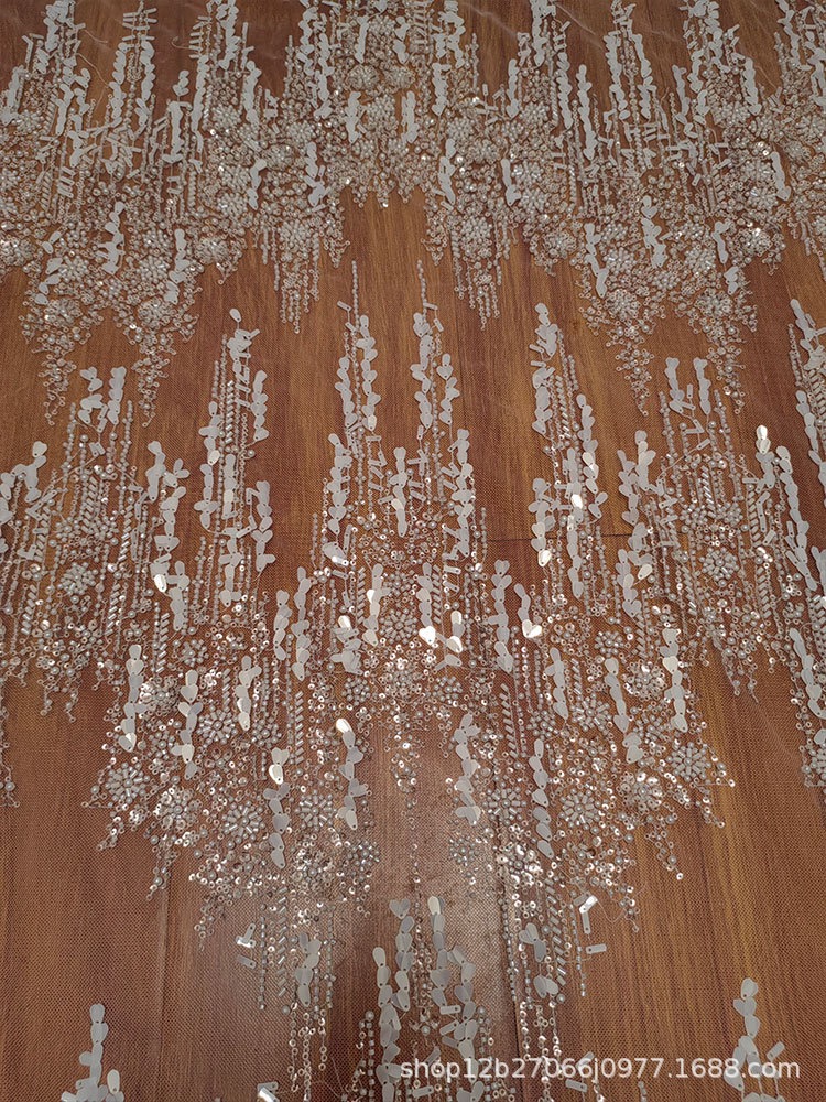 重工蕾丝刺绣网纱面料婚纱礼服旗袍连衣裙手工diy布料