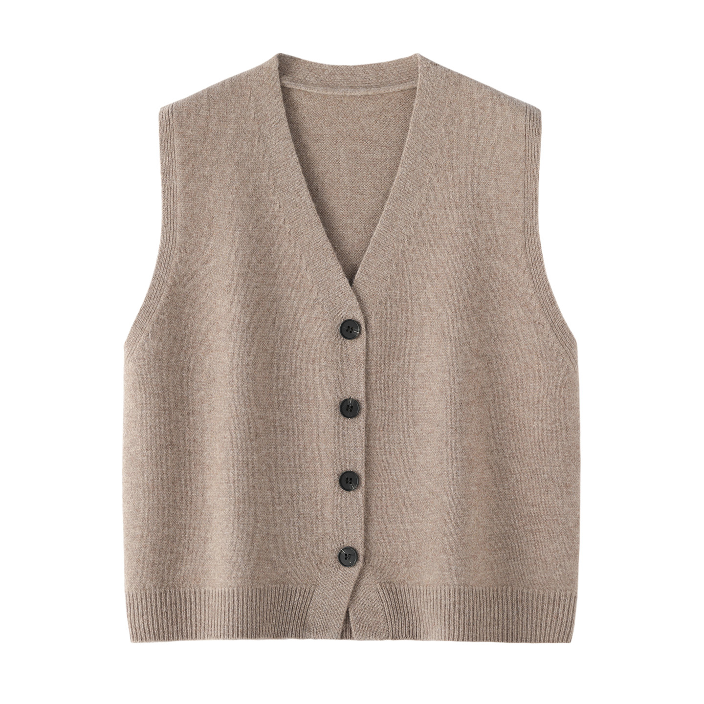 纯羊毛马甲针织背心女开衫2025新款宽松外穿百搭纯色V领毛衣坎肩