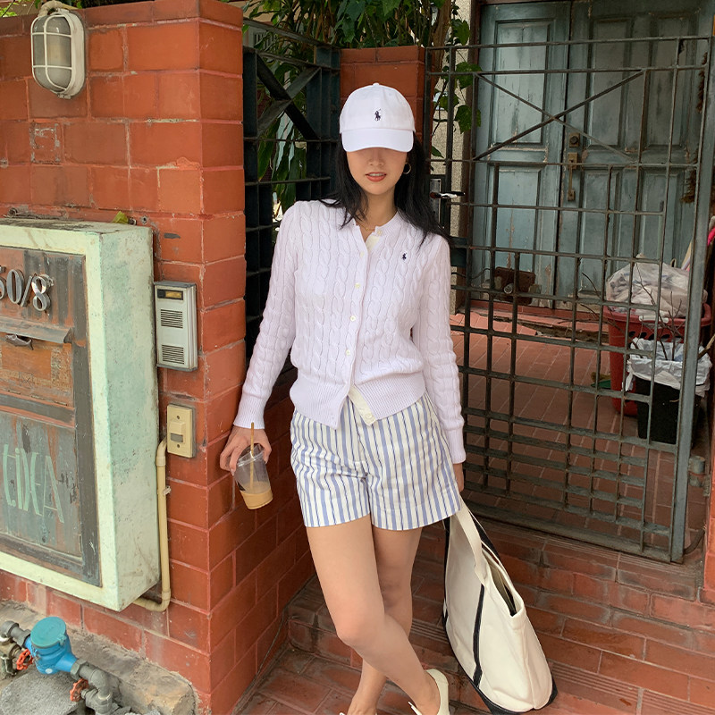 BABYSISTER老钱风刺绣大绞花圆领针织开衫外套上衣麻花毛衣