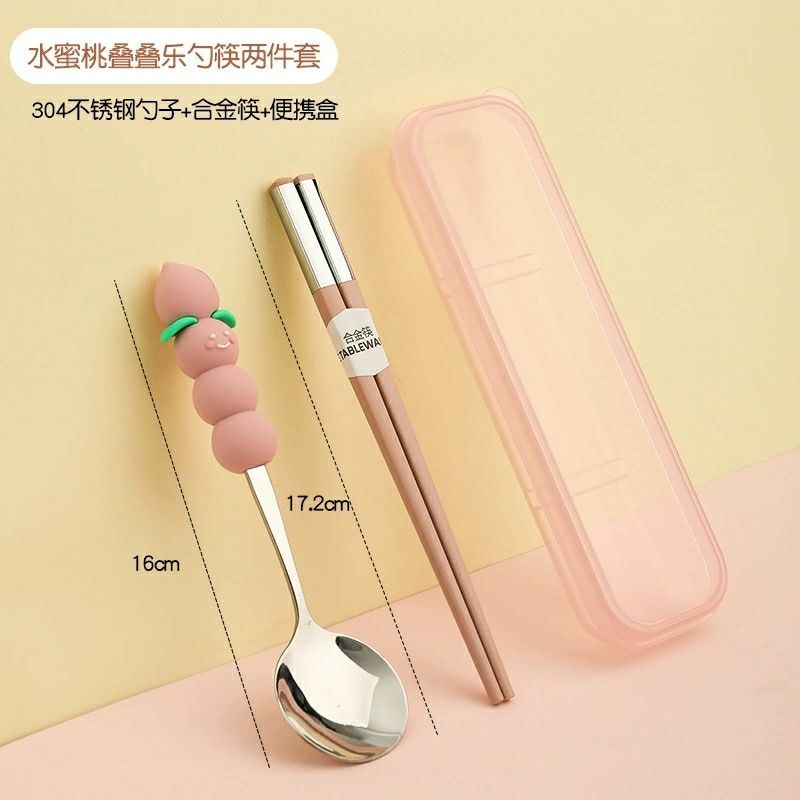 儿童筷子勺子套装小学生6一12岁上学一人用便携式外出餐具收纳盒