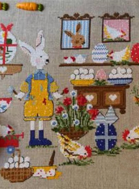 2025新品杂志款法国DMC十字绣lilli系列-兔子屋棉布线自己绣saga