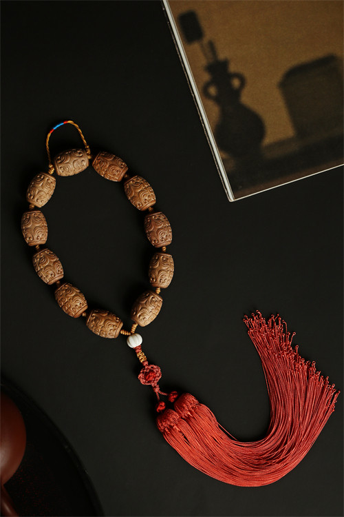 印度迈索尔老山檀香镇守四方手持珠佛珠手串老料雕刻制文玩收藏品