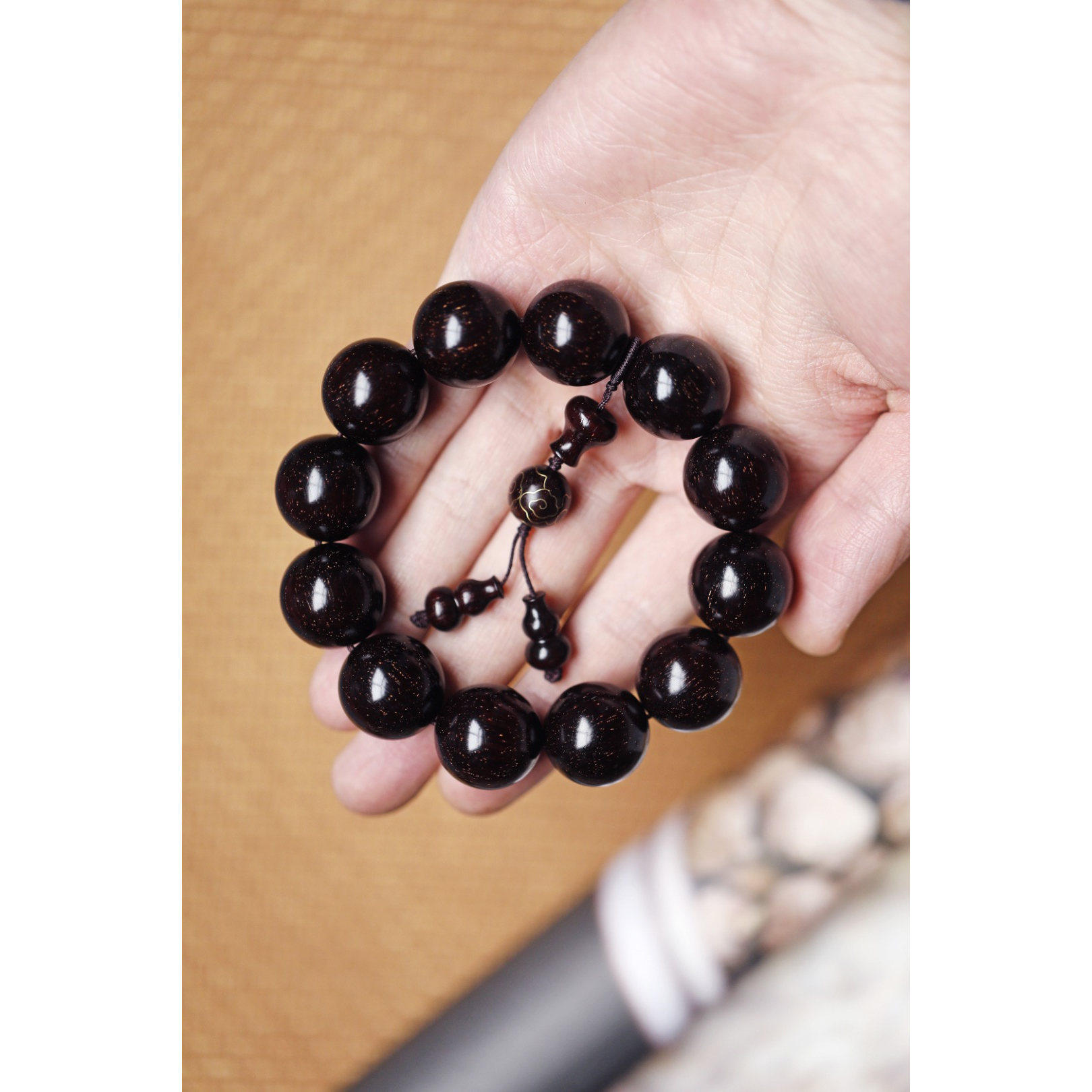 3661印度小叶紫檀收藏级爆满金星20mm佛珠手串高油密老料约69.6g