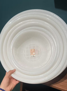 白色特大小号细孔熟胶洗菜篮沥水盆密眼饭店厨房收纳筐子圆形塑料