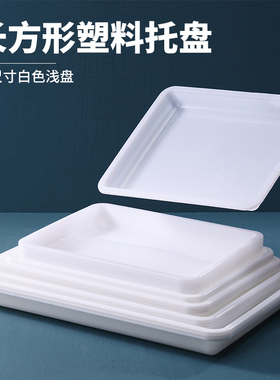 白色塑料托盘接水浅盆收纳餐盘幼儿园湿拓画积木烧烤凉菜卤肉盒子
