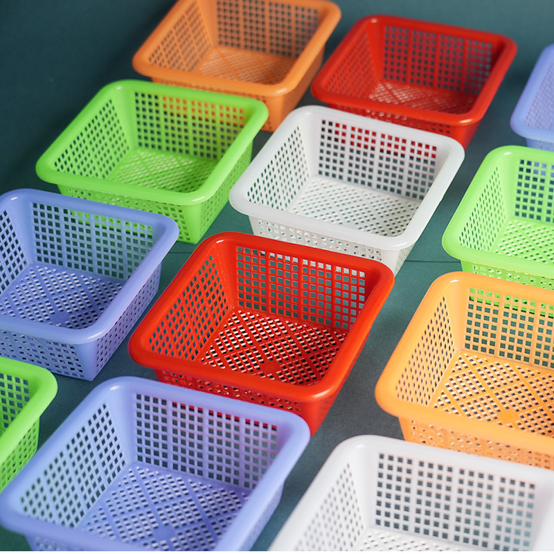 四方塑料小篮子加高正方形摆摊小吃收纳配菜箩筐养鱼隔离网盆小号,收纳整理,其他收纳篮,淘宝优惠券,粉丝福利购,淘宝优惠卷