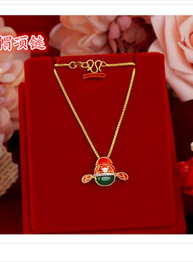 越南沙金微镶滴胶玉髓盒子项链