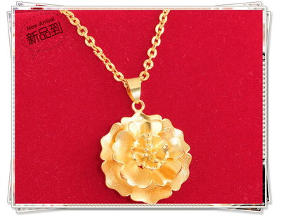 女士时尚风大花朵吊坠仿真黄金