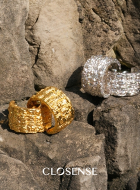 CLOSENSE『瓦莱塔』原创设计手作肌理C圈耳饰 金银色秋冬百搭耳夹