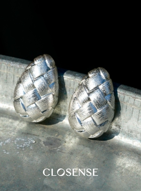 CLOSENSE『茧』原创设计编织C圈耳饰 简约设计秋冬镀银耳钉耳夹