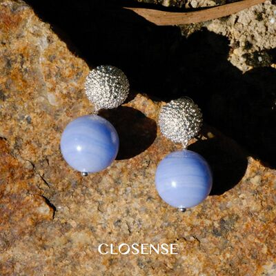CLOSENSE原创设计蓝纹玛瑙耳饰