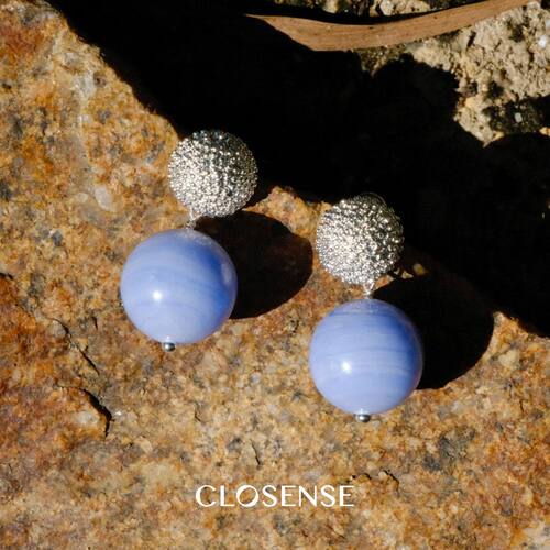 CLOSENSE原创设计蓝纹玛瑙耳饰