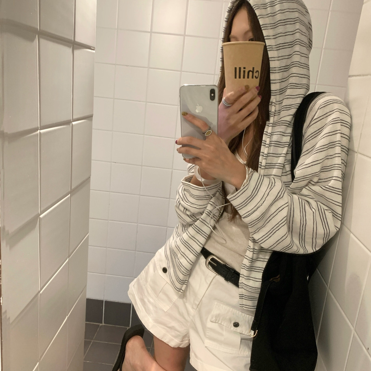 FIFTEEN-26早秋上新韩系慵懒条纹连帽卫衣外套