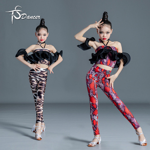 天生舞者拉丁舞练功服女童新款少儿专业表演训练网红套装拉丁舞裤