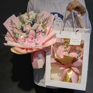 花生日干花假花仿真花送人送婆婆 母亲节礼盒康乃馨花束送给妈妈