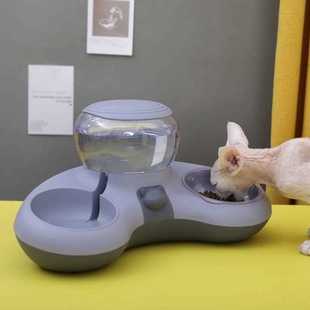 猫碗自动饮水喂食器狗粮盆喝水一体小型犬食盆宠物猫咪吃饭碗双碗