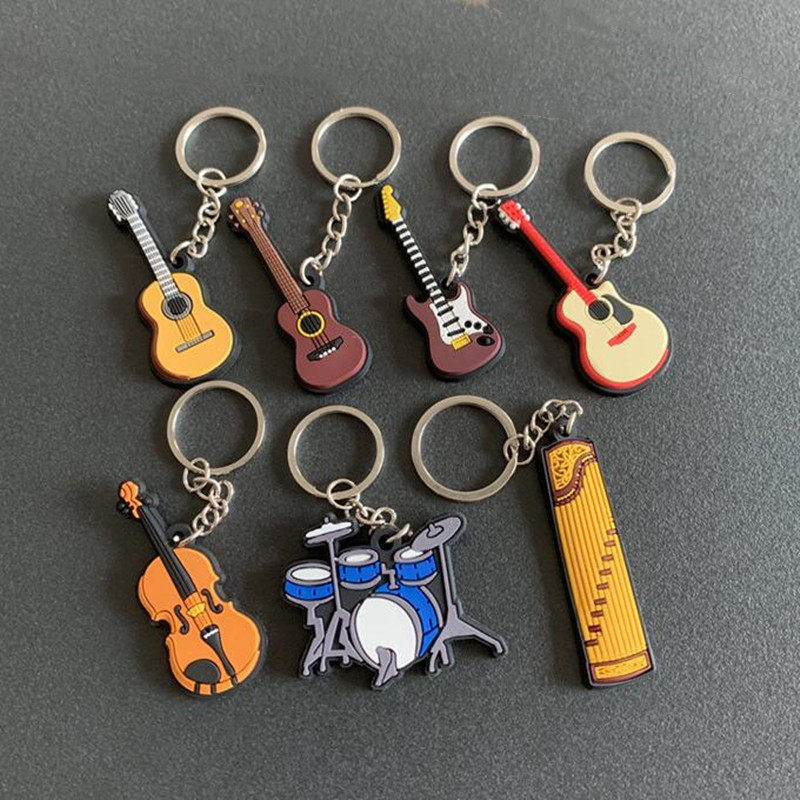 钥匙扣定制pvc软胶创意乐器小礼品可爱精致硅胶钥匙链挂件