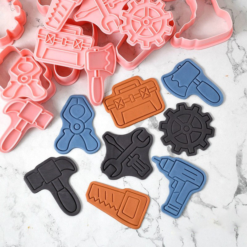 父亲节塑料切模 工具箱齿轮扳手钳子男士翻糖蛋糕饼干印压花模具