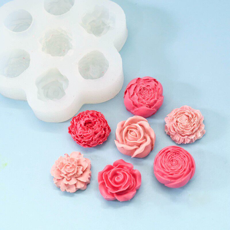 牡丹玫瑰立体小花朵模具 巧克力蛋糕石膏香薰烘焙装饰硅胶模具