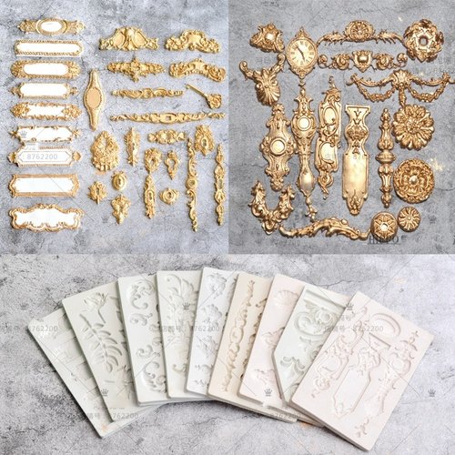 欧式风复古花纹甜品台硅胶模具