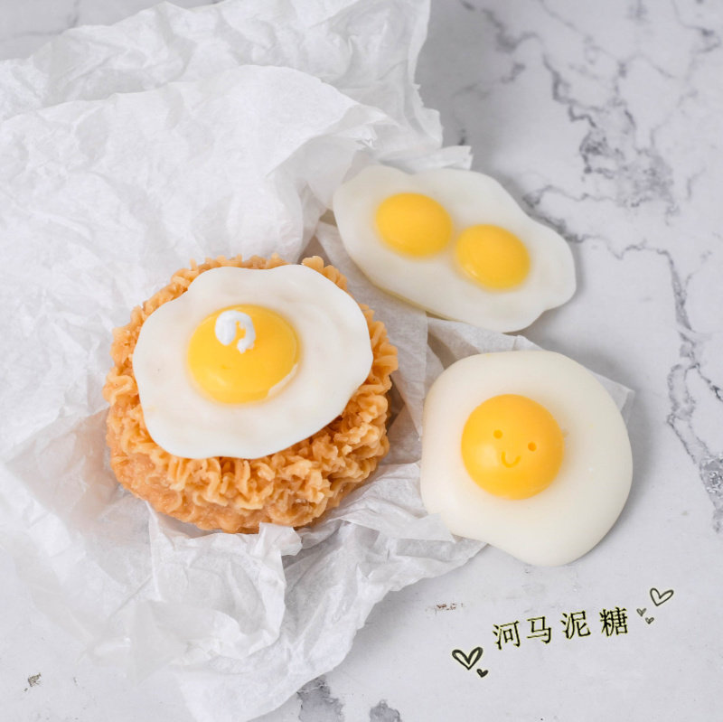 立体方便面笑脸荷包蛋硅胶模具  煎蛋翻糖巧克力石膏蜡烛香薰模具