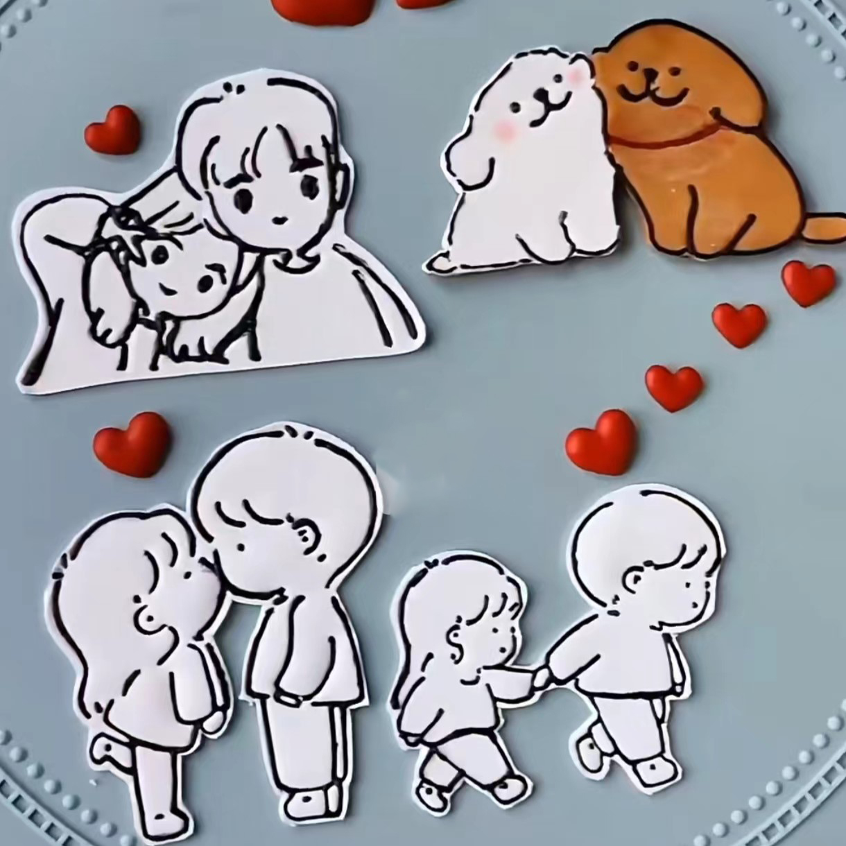 七夕情人节情侣卡通狗狗切模