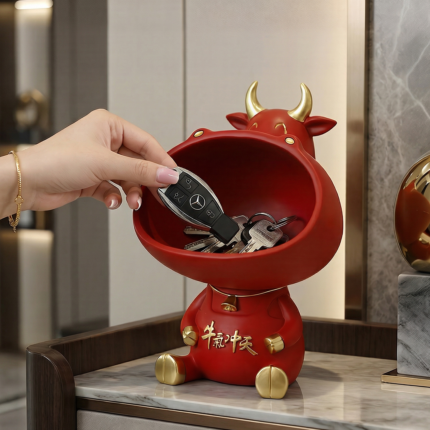 牛牛收纳摆件北欧玄关放钥匙
