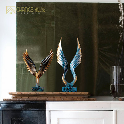 北欧创意大鹏展翅摆件家居客厅电视柜办公室装饰品美欧式工艺雕塑