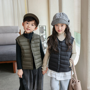 2025新款男女童校服贴身内胆保暖加厚90白鸭绒儿童羽绒服马甲