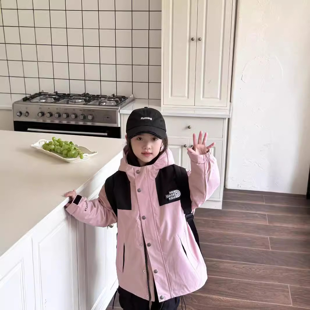 儿童秋冬三合一冲锋衣白鸭绒女童男童羽绒服防水外套保暖防水