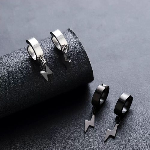 基础款闪电吊坠耳夹男高级感潮流痞帅小众无耳洞耳环女耳钉耳饰品