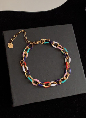 多巴胺彩色钛钢手链滴油款